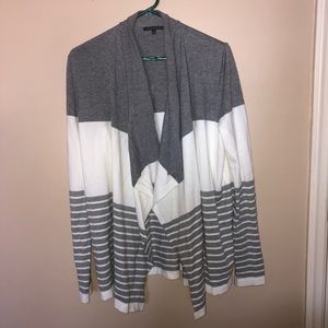 STACCATO Gray White Striped Wrap Sweater Small